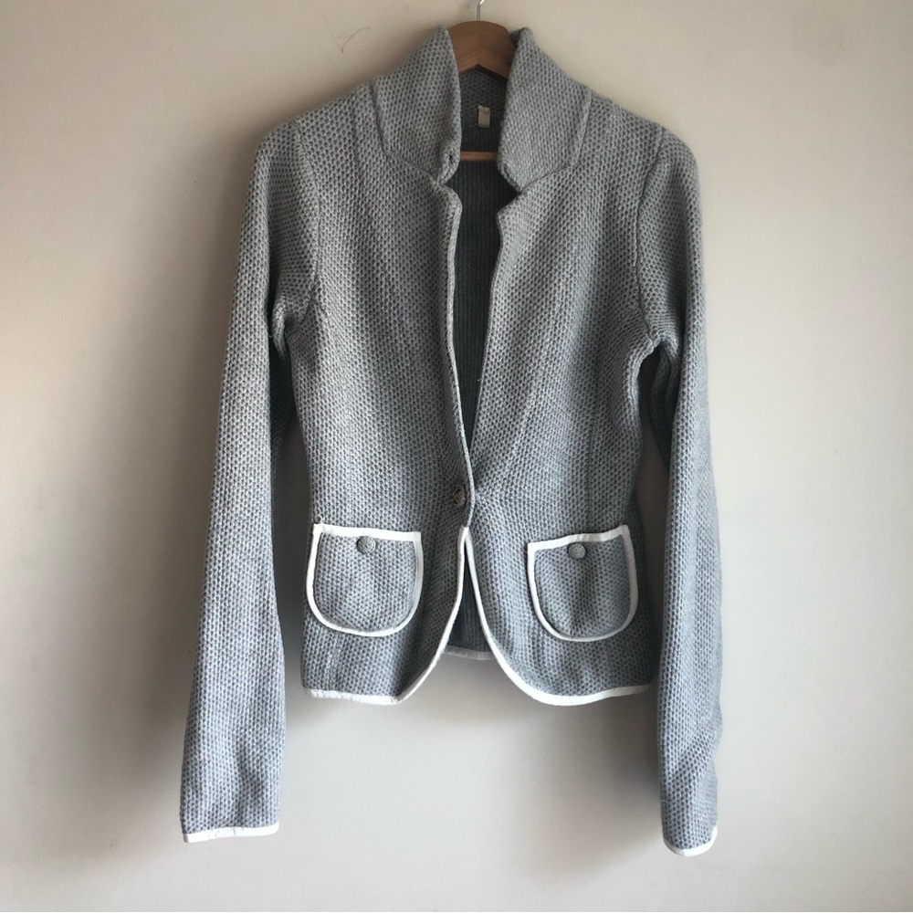 Moth Anthropologie Blakey Knit Cardigan Sweater Blazer Grey Medium